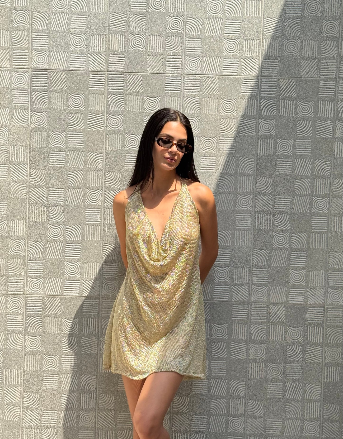 GOLD MESH DRESS